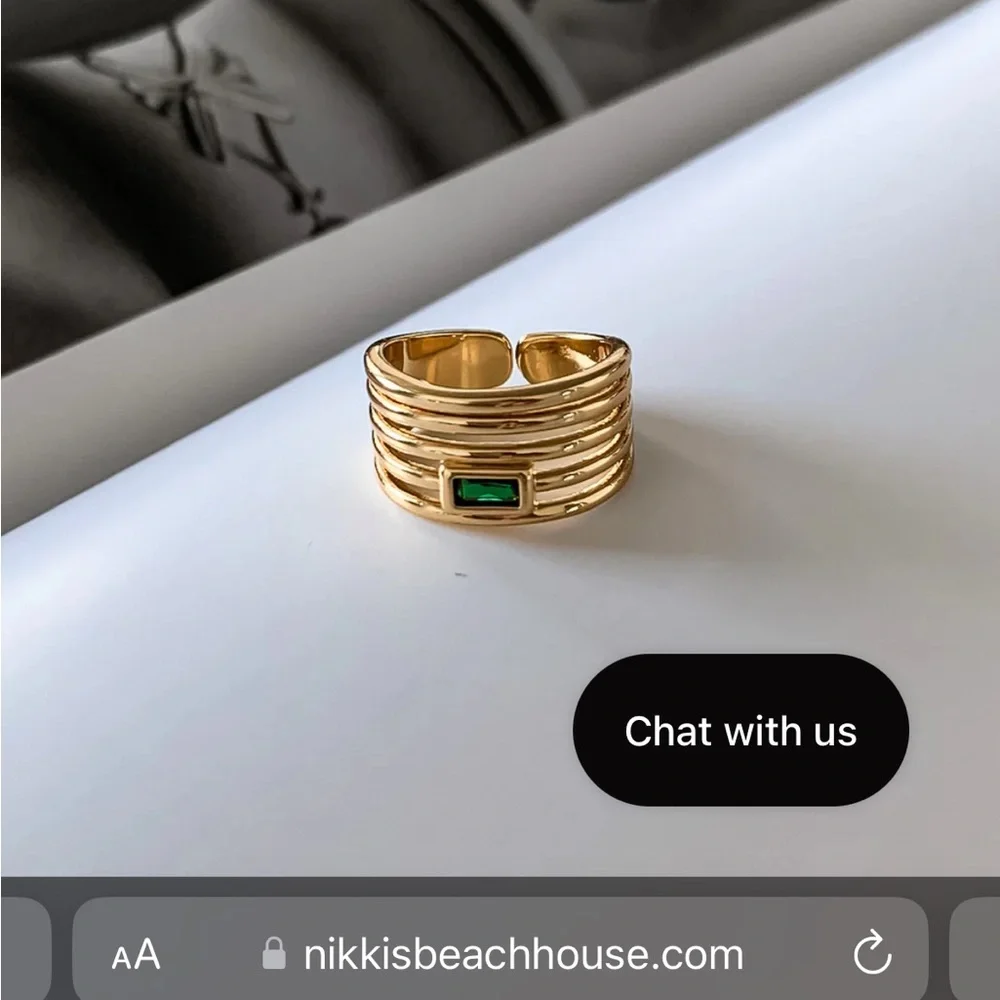 RIPPLED Sagano THICK Emerald RING - Picture 5 of 6